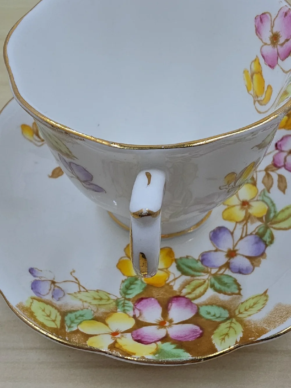 Royal Albert Clematis Pattern Footed Cup and Saucer Hand Painted England